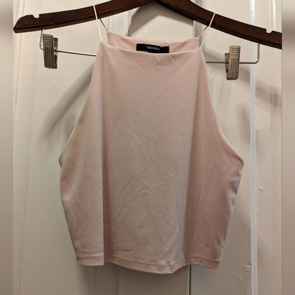 Blush Pink String Cropped Tank Blouse